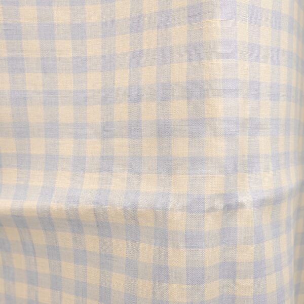 linen fabric blue cream checks 150cm.