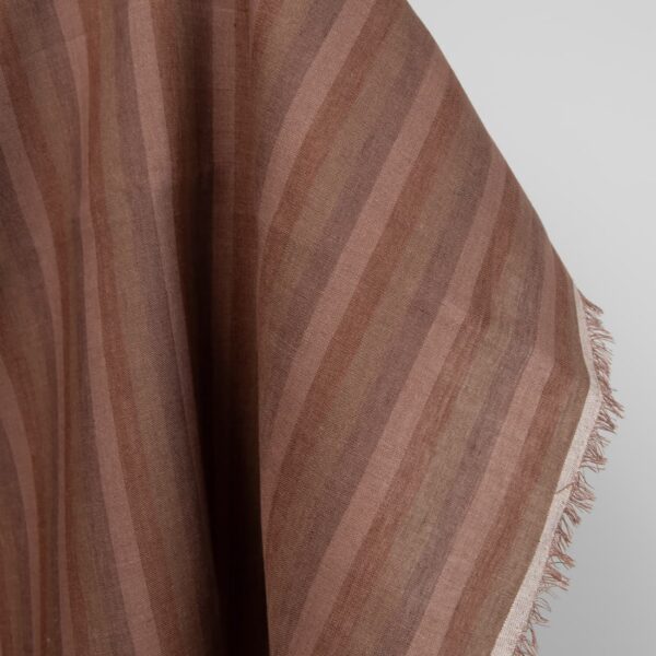 linen fabric in brown stripes, non washed