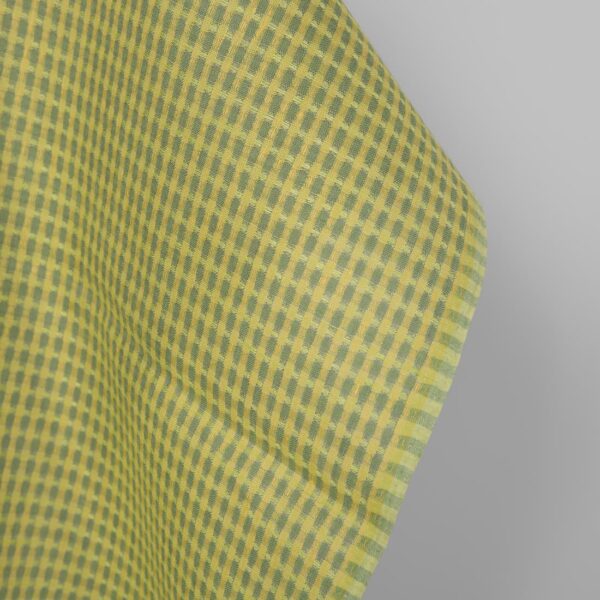 Tessuto di lino giallo e verde con motivo strutturale - immagine 2