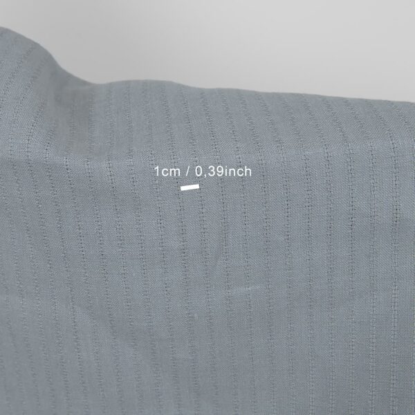 blue grey fabric with open stripes 1cm.