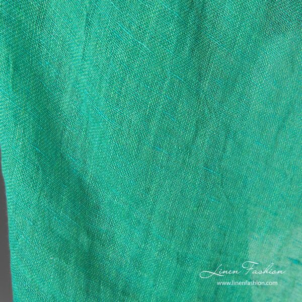 Washed linen fabric, green color melange