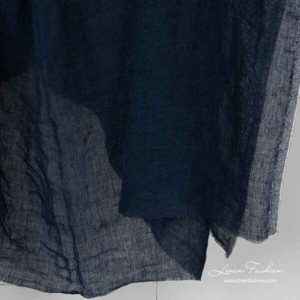 Washed gauze navy linen fabric