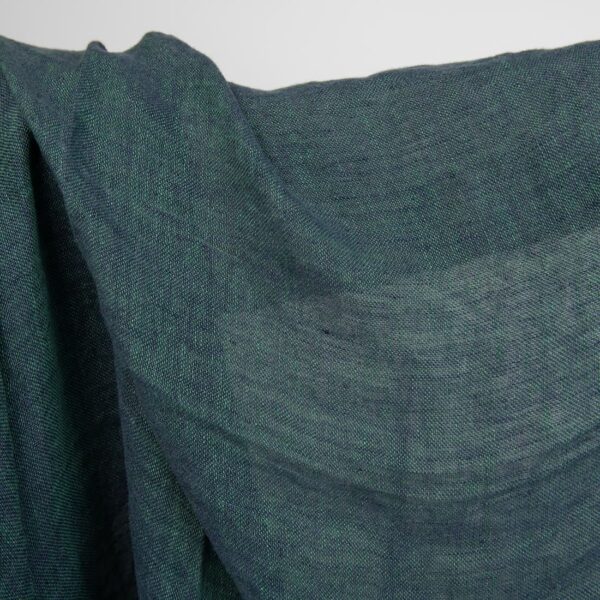 linen gauze blue green fabric, width 145cm.