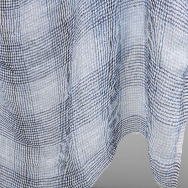linen gauze blue checks fabric, transparent