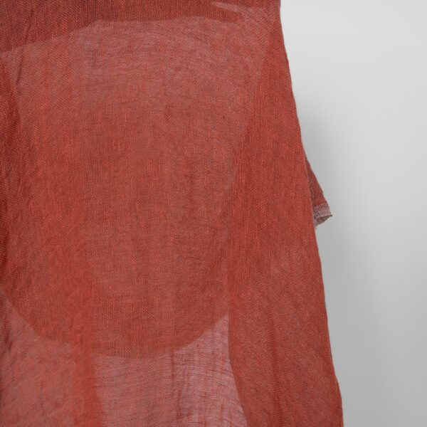Washed linen fabric brown-red transparent, gauze