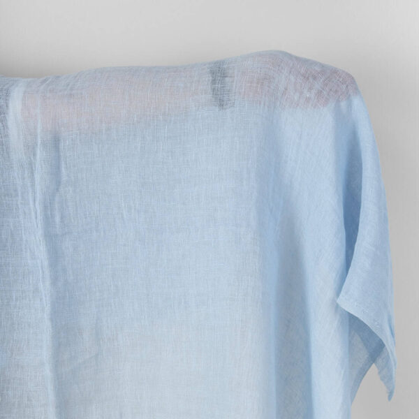 Washed linen fabric pale light blue gauze