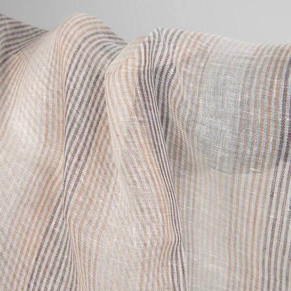 linen gauze brown striped fabric transparent