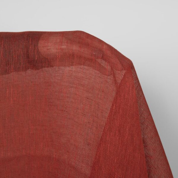 Tessuto di lino marrone-rosso trasparente - immagine 2