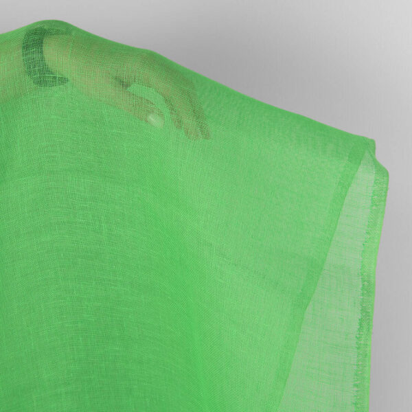 Tessuto di lino verde neon garzato - immagine 2
