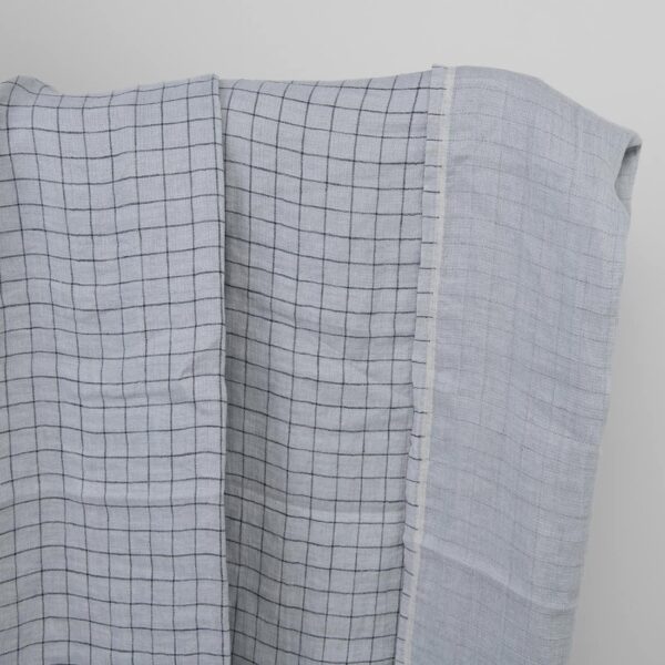 Grey checked linen fabric