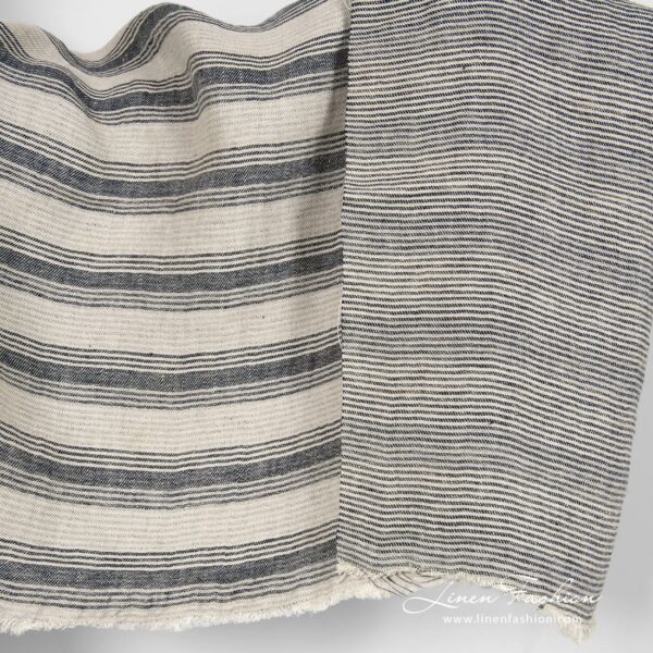 Striped linen fabric double sided