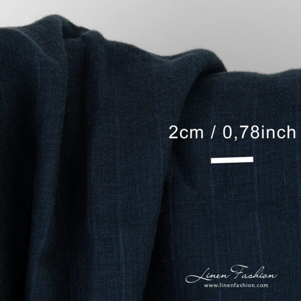 Double-sided, double-layered dark blue linen fabric