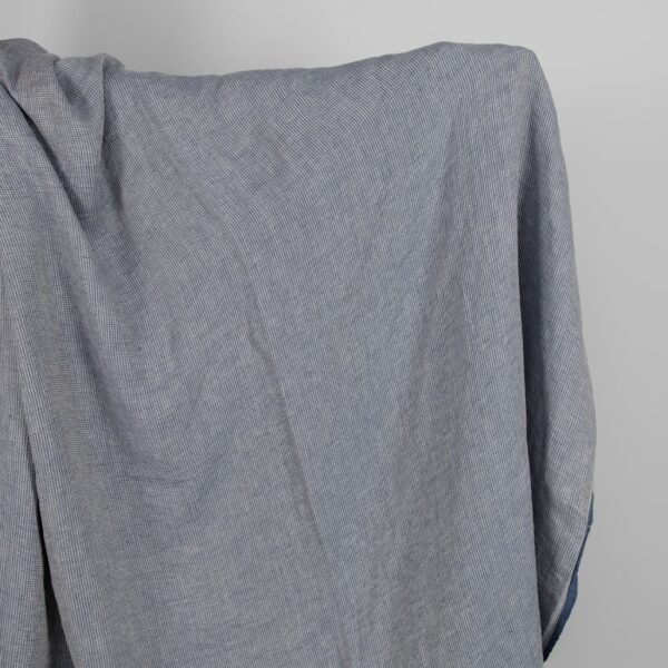 Washed linen fabric blueish grey colour small pattern