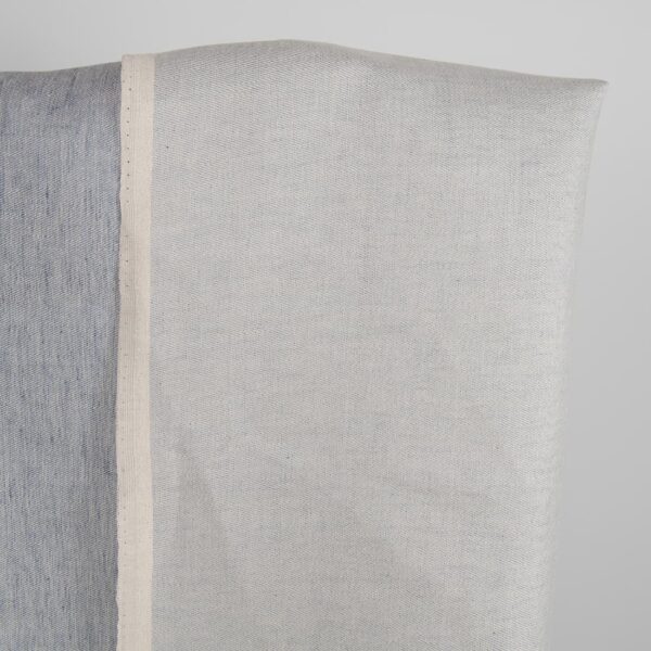 Tessuto di lino blu e grigio double-face - immagine 3