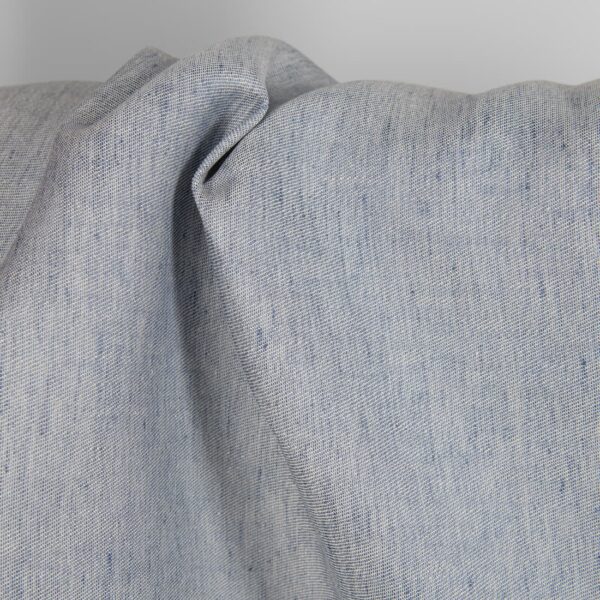 Tessuto di lino blu e grigio double-face - immagine 2