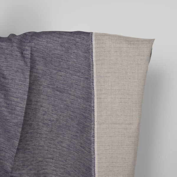 Tessuto di lino blu cobalto e beige double-face
