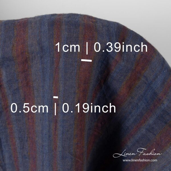 Washed striped linen fabric with measures