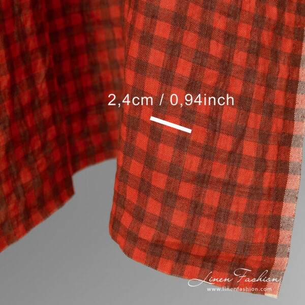 linen fabric red checks, 2.4cm.