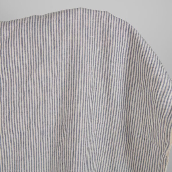 Washed linen fabric with brownish and blueish grey stripes 145cm