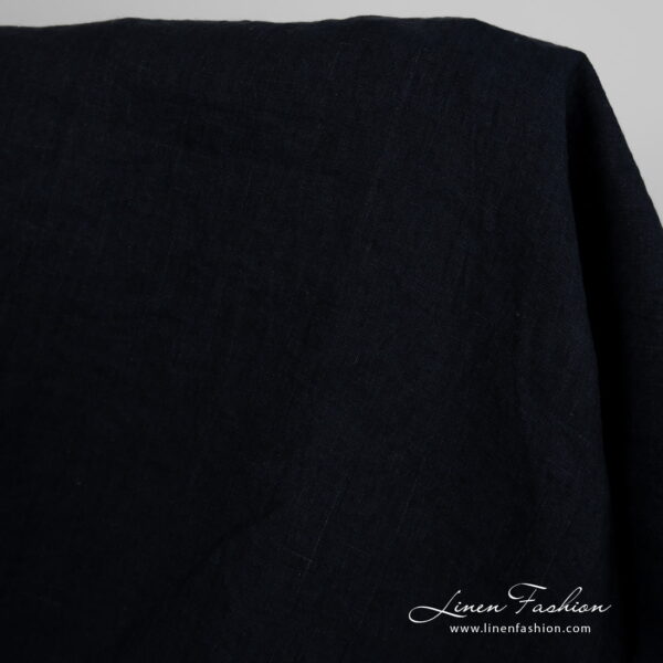 Wide washed linen fabric blueish black colour 275cm