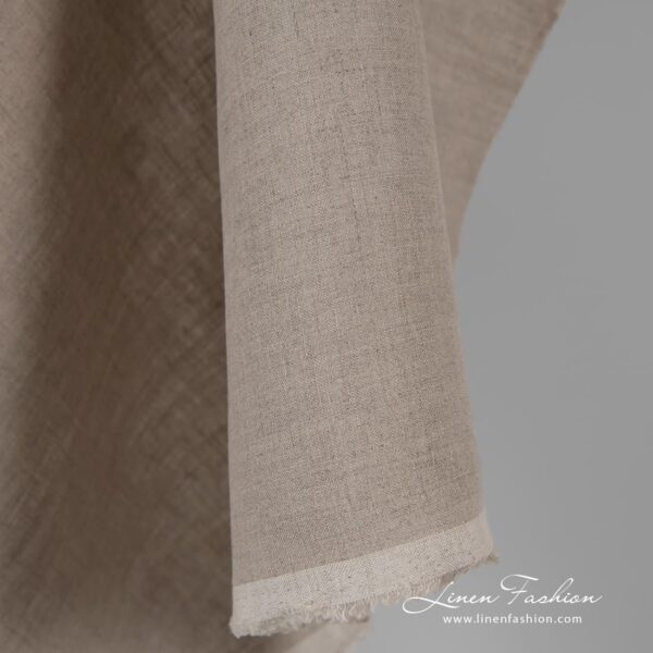 Natural color linen fabric in plain weave