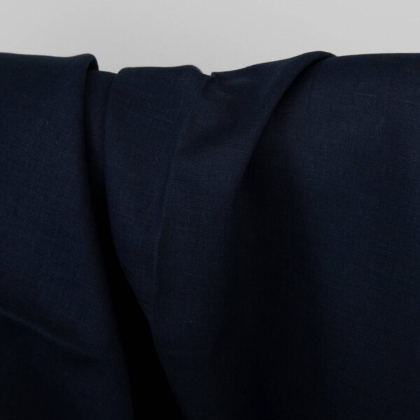 Dark blue linen fabric, plain weave