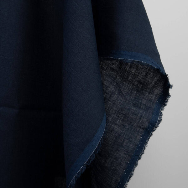 Dark blue linen fabric, pure linen