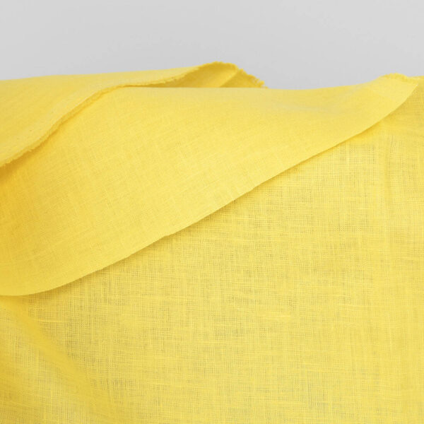 Yellow linen fabric, plain weave