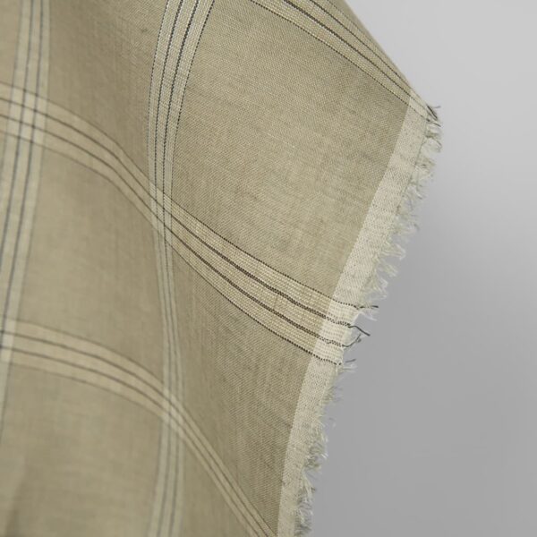 Tessuto di lino a quadri verde-beige - immagine 4