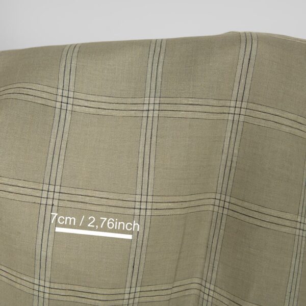 Tessuto di lino a quadri verde-beige - immagine 5