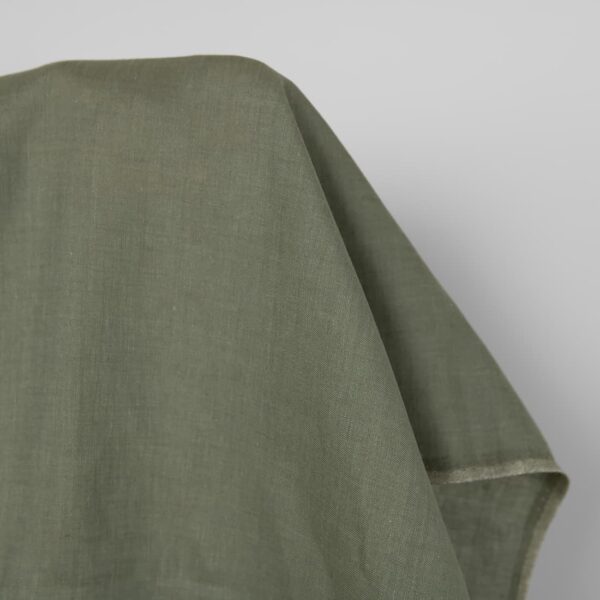Tessuto di lino grigio verde melange - immagine 2