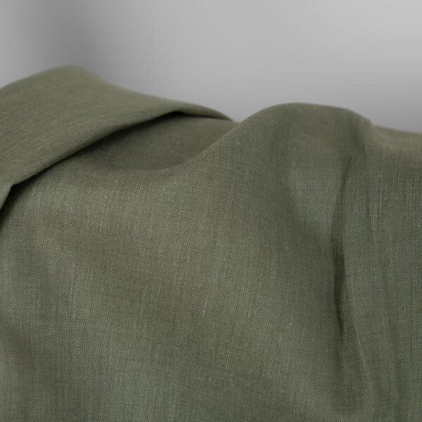 Tessuto di lino grigio verde melange - immagine 4
