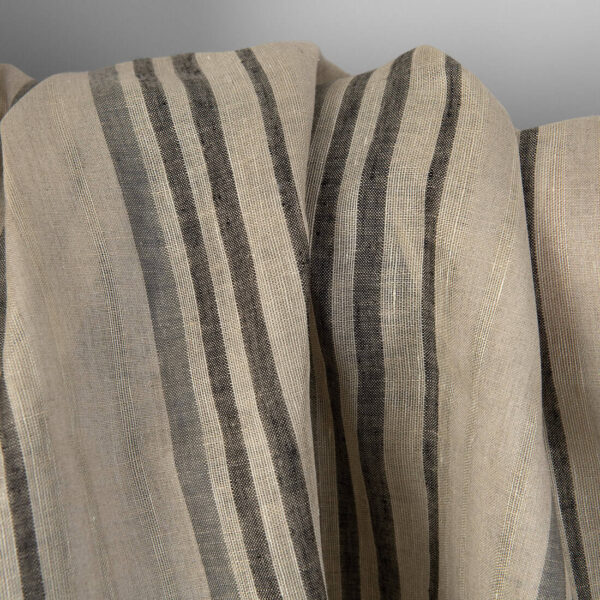 Tessuto di lino beige a righe grigie - immagine 3