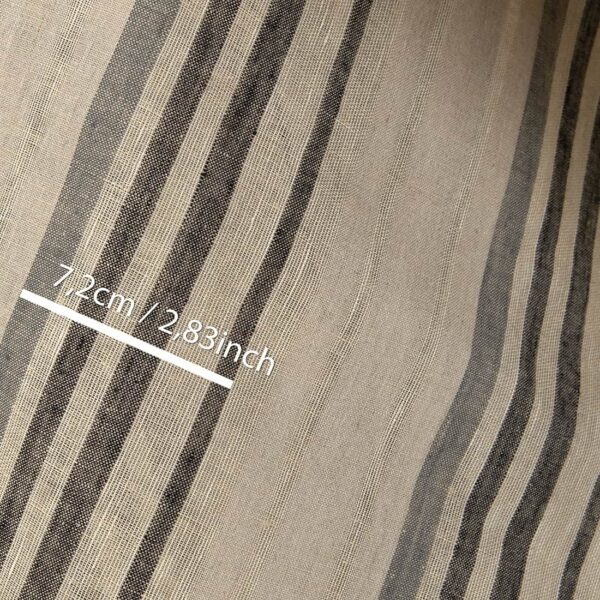 Tessuto di lino beige a righe grigie - immagine 4