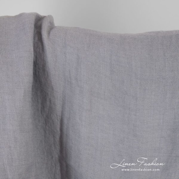 Bluish grey linen satin fabric, washed