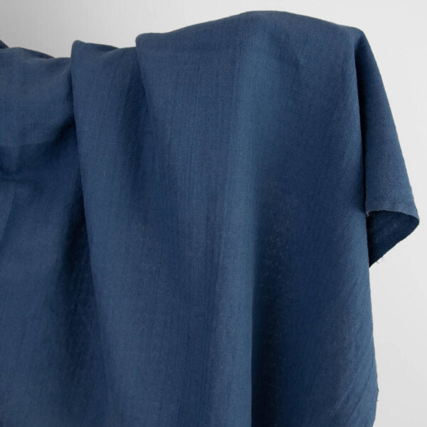 Dark blue linen cotton fabric