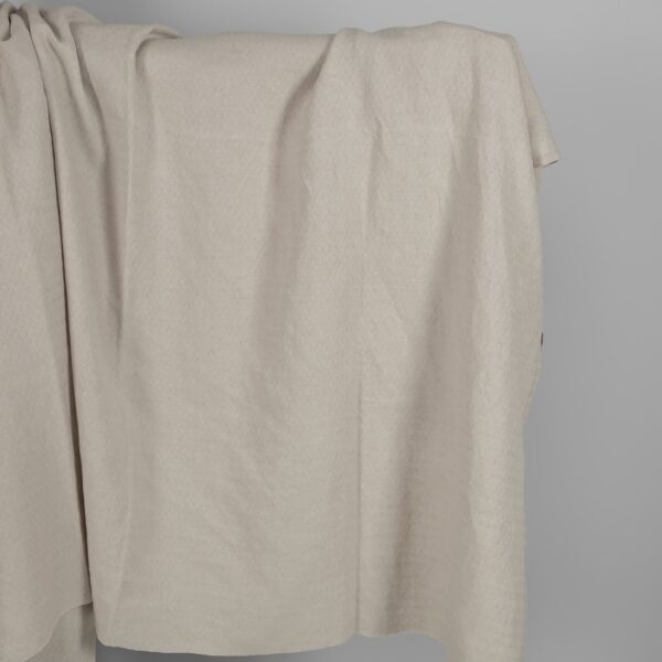 Washed linen cotton sand colour herringbone pattern