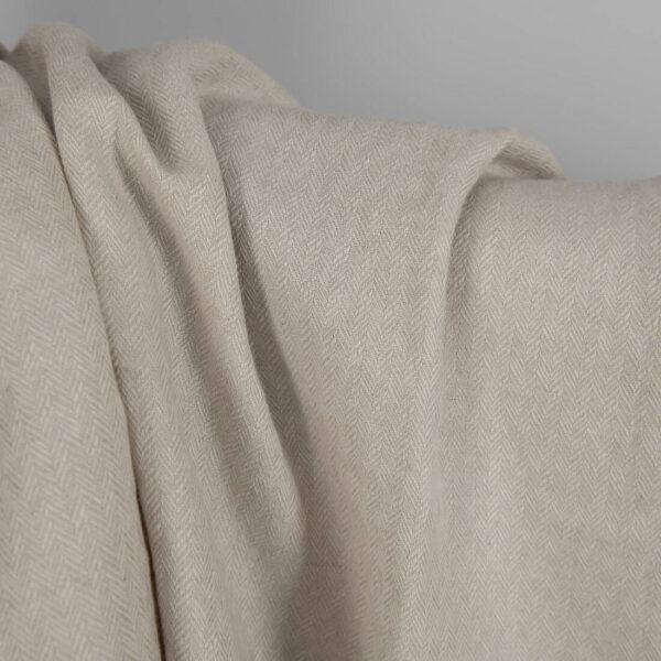 Washed linen cotton sand colour herringbone pattern product picture