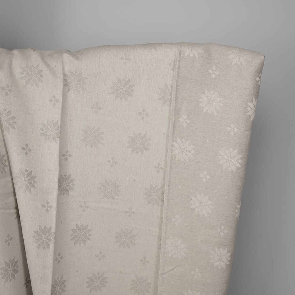 Linen cotton fabric white and natural jacquard