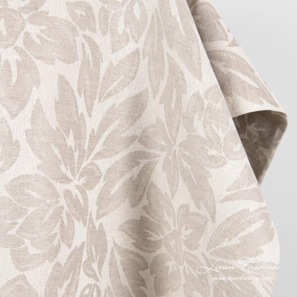 Light grey linen cotton fabric in flower pattern