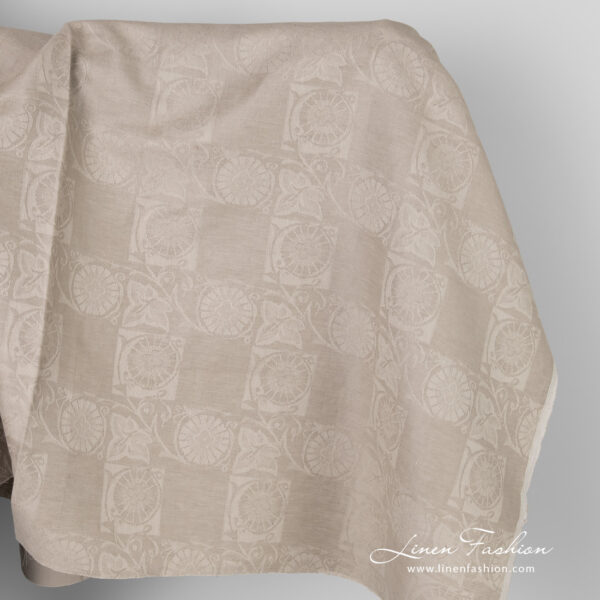 Linen cotton brownish jacquard fabric