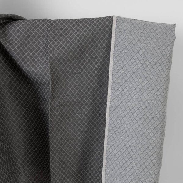 Tessuto di lino e cotone jacquard a rombi grigio
