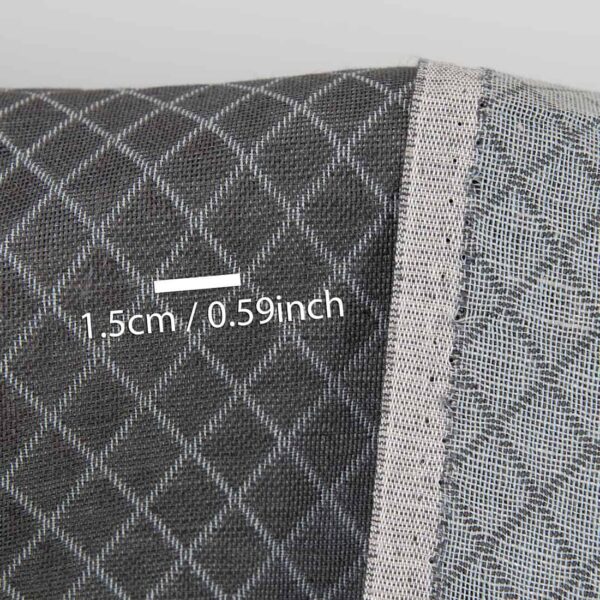 Tessuto di lino e cotone jacquard a rombi grigio - immagine 3