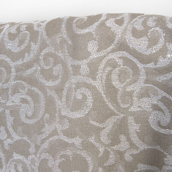 Tessuto di lino e cotone beige e bianco jacquard argento lurex - immagine 4