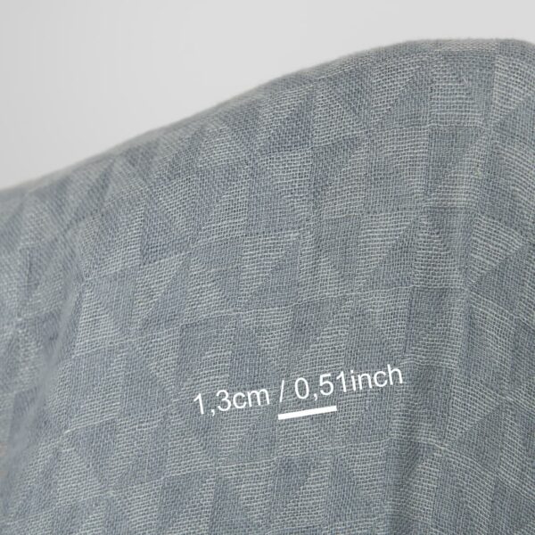 Washed linen fabric grey jacquard triangle pattern, with measurements