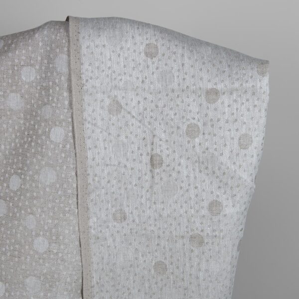 Grey linen fabric in bubble pattern white side