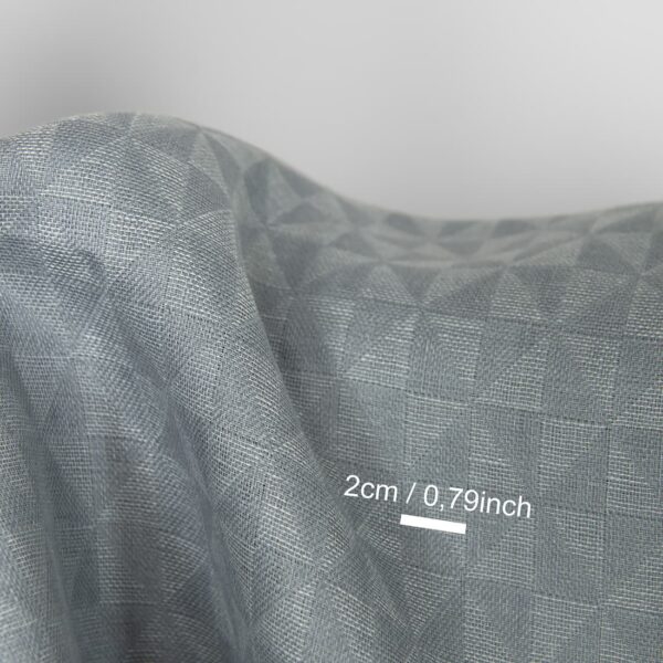 Tessuto di lino grigio jacquard con motivo a triangolo - immagine 5