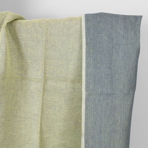 Tessuto di lino grigio giallo double-face