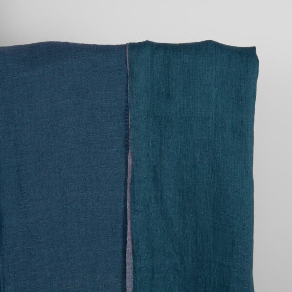 Double-sided blue washed linen fabric both sides