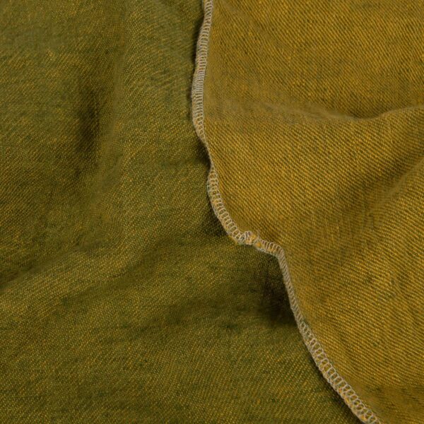 Tessuto di lino double-face giallo verde, lavato